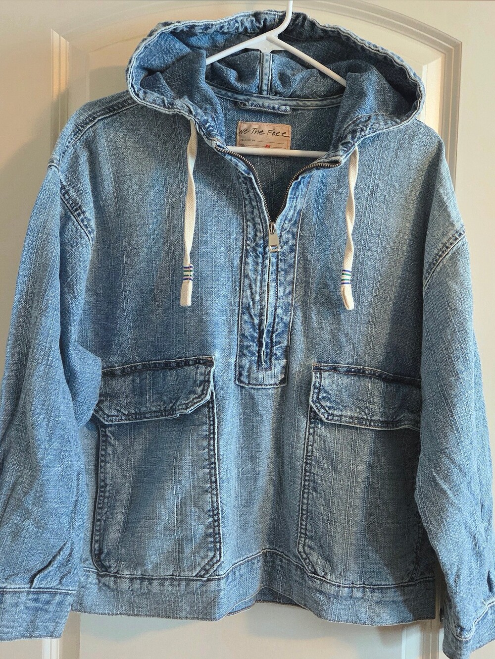 Free People We The Free Casey Denim Pullover Hoodie XS